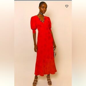 Only worn once! RIXO iconic Zadie dress in poppy jacquard!